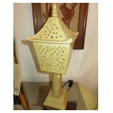 Vintage Pierced Ceramic Pagoda Table Lamp