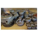 Vintage Japanese Somayaki SomaWare Double Walled China Tea Saki Set