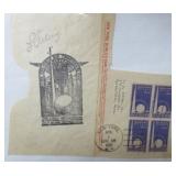 Certified Authentic Lou Gehrig Signed Autograph in black fountain pen FDC 4-block of cancelled stamp