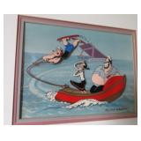 Myron Waldman Popeye Olive Oyl & Bluto Boating Animation Cel 