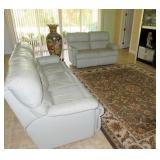 Matching Leather Sofa & Love Seat, Area Floor Rug
