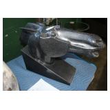 Black Marble Horse Sculpture Signed "Kuki 17/100