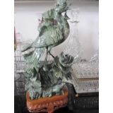 Real Jade Carved Bird, w/carved Stand