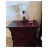 Nightstand length 28", height 29", 17" wide $75. lamp is $45