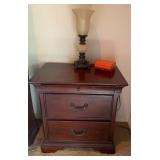 Nightstand length 28", height 29", 17" wide $75. lamp is $45