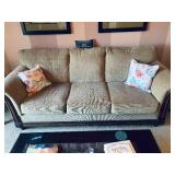 90" long, 39" wide, 36" tall. $175. Pillows $3 each