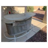 $125 bar length 65", height is 42". comes with 2 swivel chairs