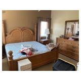 Dresser + Mirror combo: 70" long, 39" wide, 22" tall. Bed frame + Mattress SOLD