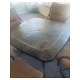 Patio set with 4 swivel chairs are $265: 42" wide by 42" long.  