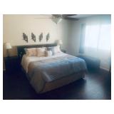 Dark wood head board: 82" long, 43" tall, 11" wide. + King-sized Sleep Number bed $325