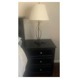 Dark 3-drawer nightstands are $55 each: 21" long, 16" wide, 25" tall.  