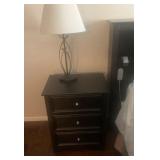 Dark 3-drawer nightstands are $55 each: 21" long, 16" wide, 25" tall.  