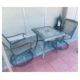 Terracotta Patio Table Set- 2 swivel chairs are $175: 30" long, 26" wide, 29" tall.