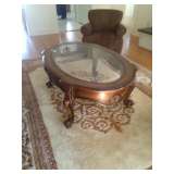 Oval Glass/Wood Cofee Table