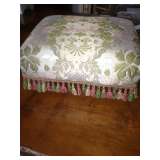 Fringed upholstered foot stool