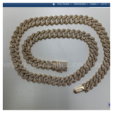 14K Gold 40 Carat Diamond Cuban Link Necklace with 1,972 Diamonds