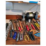 Hand Tools, Hammers, Pliers, Tin Snips, Grinder 