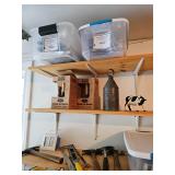 Shelf Brackets, Screws, Window Candle Light, Hammers, Hack Saw 