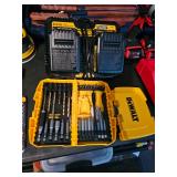 DeWalt 18V Batteries and Charger, Drill Bit set 
