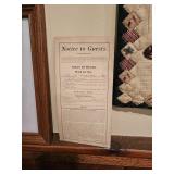 Notice to Guests, Tariff of Prices, Board per Day
