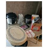 Rice Cooker, WIcker Place Mats, Candlesticks