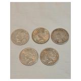 Five Peace Dollars