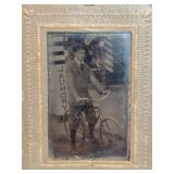 Antique Photo Young Man On Bicycle 