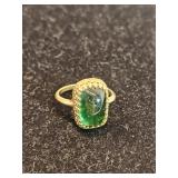 Antique 14k Gold With Cabuchon Emerald Ring
