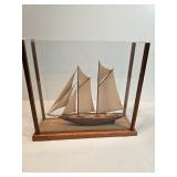 Glass Encased Wooden Model Ship