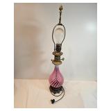 Fenton Cranberry Swirl Glass Lamp