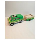 Tonka Metal Toy Truck Green Van With Pop Up Camper