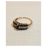 10k Gold Ring With Sapphires And Small Diamonds