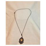 Antique Silver Necklace With Citrine Stone