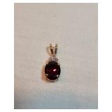 14k Gold With Garnet And Diamonds Pendant 