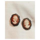 Antique 800 Silver Cameo Earrings