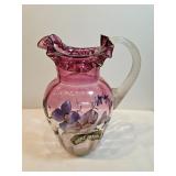 Antique Painted Glass Pitcher