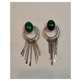 Sterling Silver And Malachite Earrings