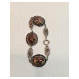 Small Sterling And Massive Agate Bracelet 