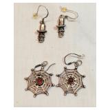 2 Pairs Sterling Halloween Earrings