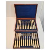 Antique Fork And Knife Set Bone Handles 