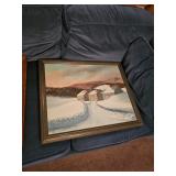 Framed Winter Farm Scene