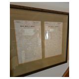 Framed Letters United Society of Shakers