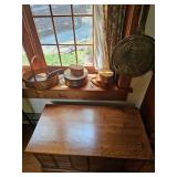 Wooden Table, Round Wood Boxes