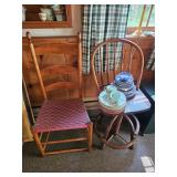 Wood Chair, China Plates, Bowls, Cups
