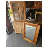 Wood Framed Hanging Mirror, Wood China Hutch