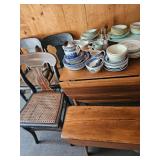 China Sets, Wood and Wicker Dining Chairs