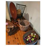 Baskets, Wood Chair, Flip Top Wood Table