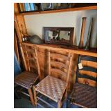 Wood Chairs, Mirror, Metal Scoop