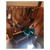 Metal Ladles, Wood Stool/Bench