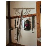 Wood Hay Rake, Railroad Lantern, Scale